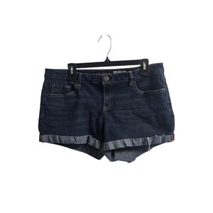 Aeropostale Midi Cuffed Jean Shorts Size 12 Low Rise Dark Wash